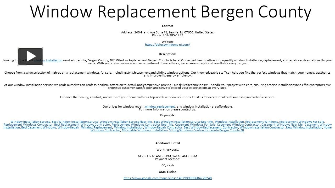 PPT Window Replacement Bergen County PowerPoint presentation free