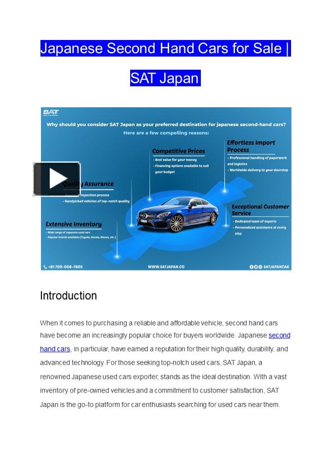 PPT Japanese Second Hand Cars for Sale SAT Japan PowerPoint