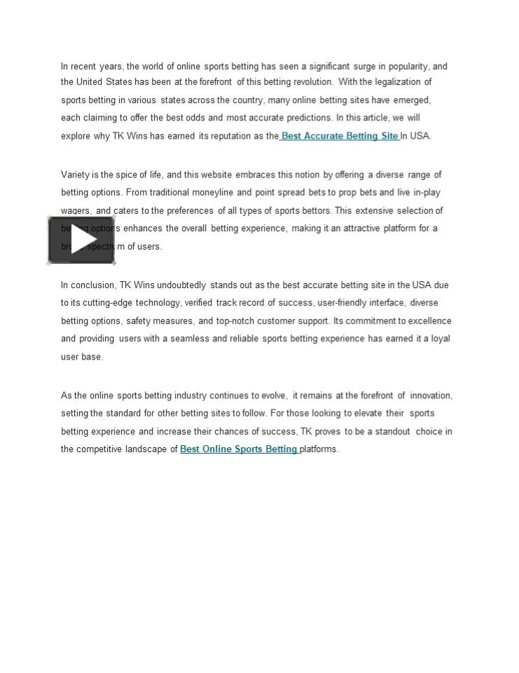 PPT Best Accurate Betting Site In USA TK Wins PowerPoint