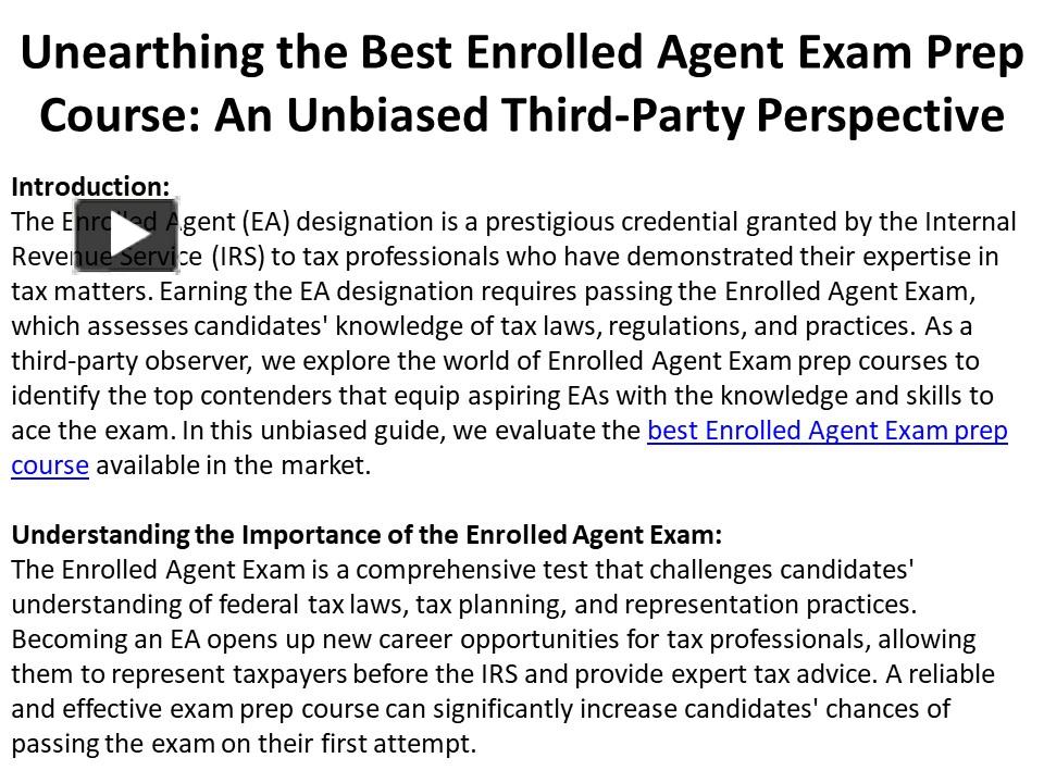 PPT Best Enrolled Agent Exam Prep Course PowerPoint presentation