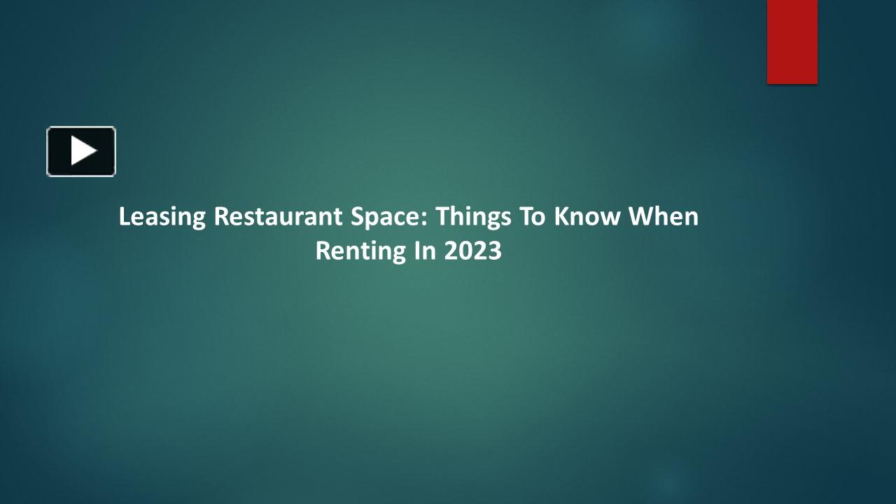 PPT "Leasing Restaurant Space Things To Know When Renting In 2023