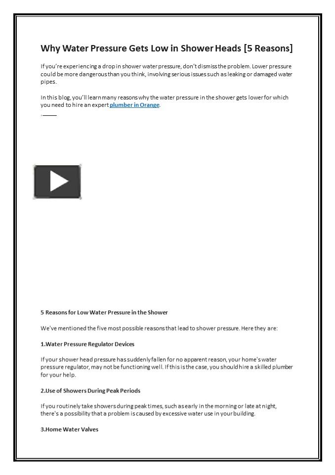 PPT Why Water Pressure Gets Low in Shower Heads [5 Reasons] PowerPoint presentation free to