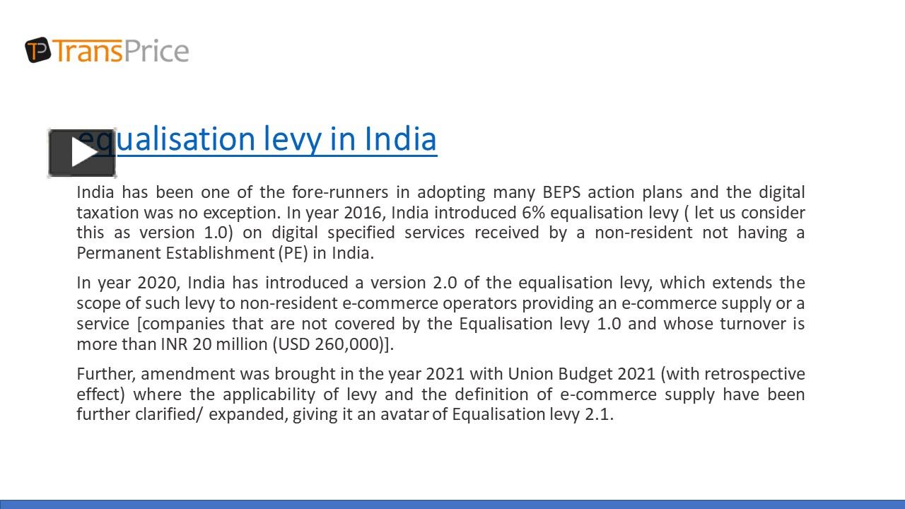 PPT equalisation levy in India PowerPoint presentation free to
