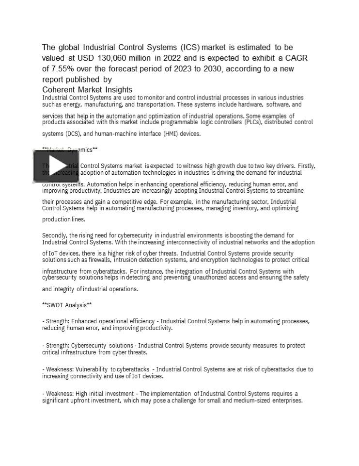 PPT Industrial Control Systems (ICS) market PowerPoint presentation