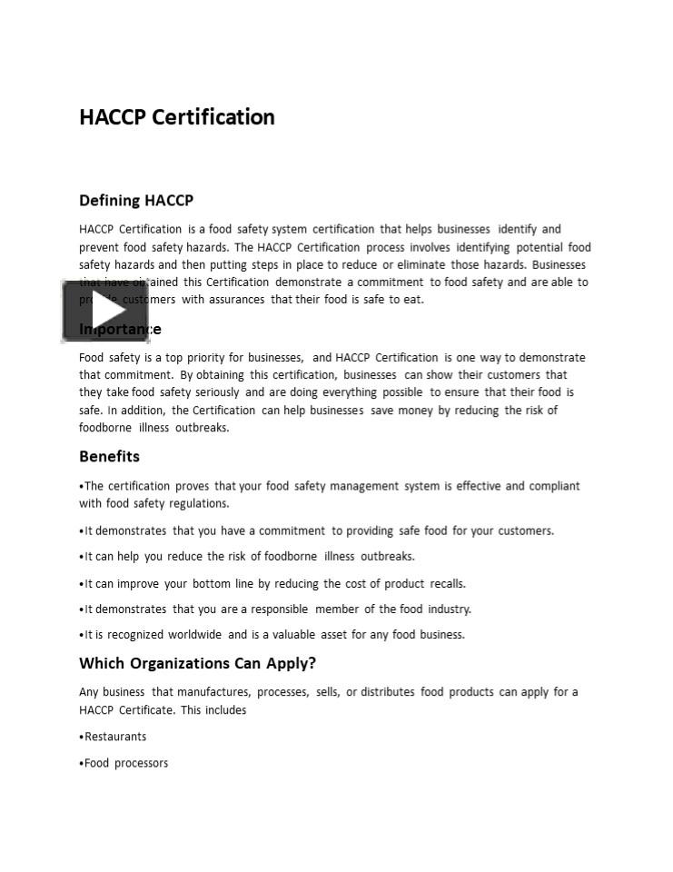 PPT HACCP CERTIFICATION PowerPoint presentation free to download id 97887cZTRhN