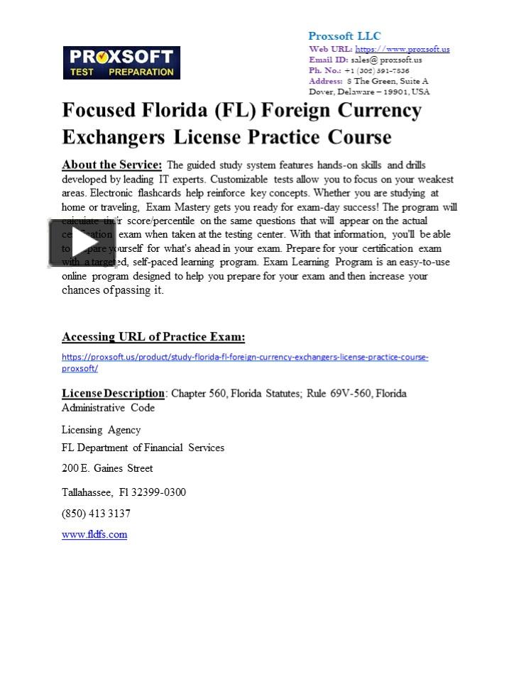 PPT Focused Florida (FL) Foreign Currency Exchangers License Practice Course PowerPoint