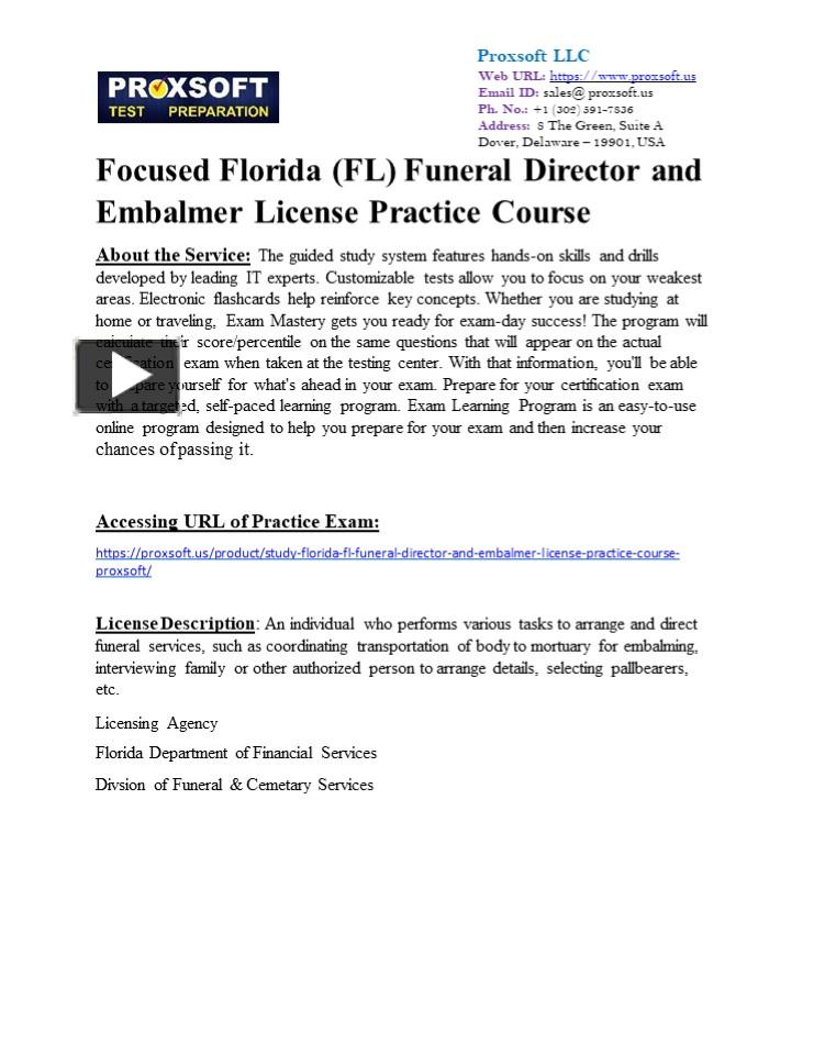 PPT Focused Florida (FL) Funeral Director and Embalmer License
