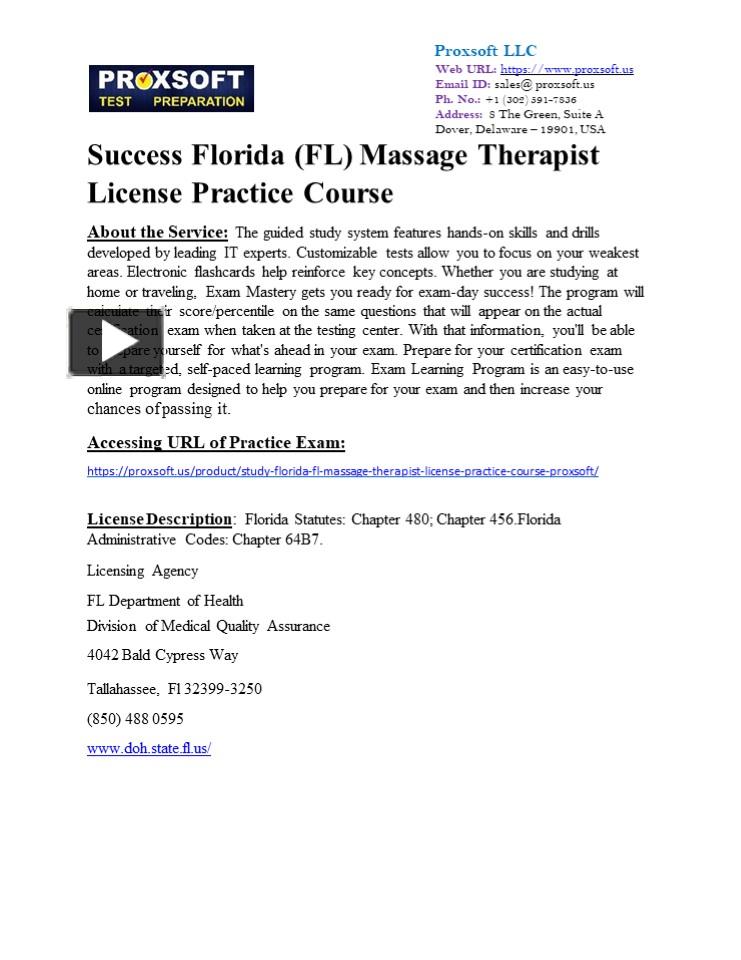 PPT Success Florida (FL) Massage Therapist License Practice Course