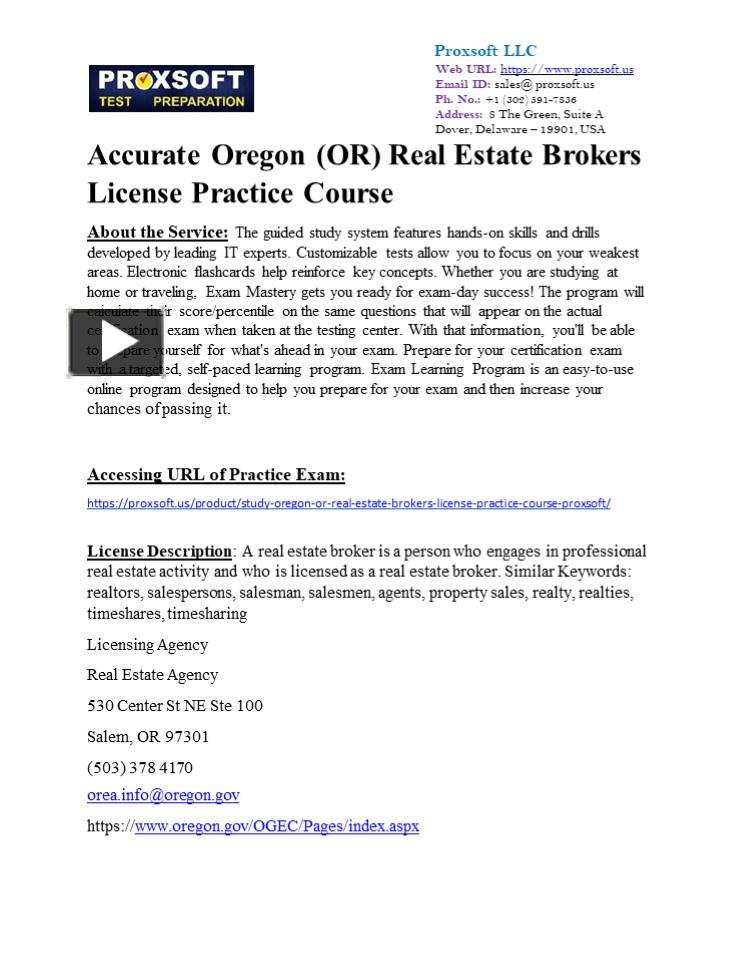 PPT Accurate Oregon (OR) Real Estate Brokers License Practice Course PowerPoint presentation