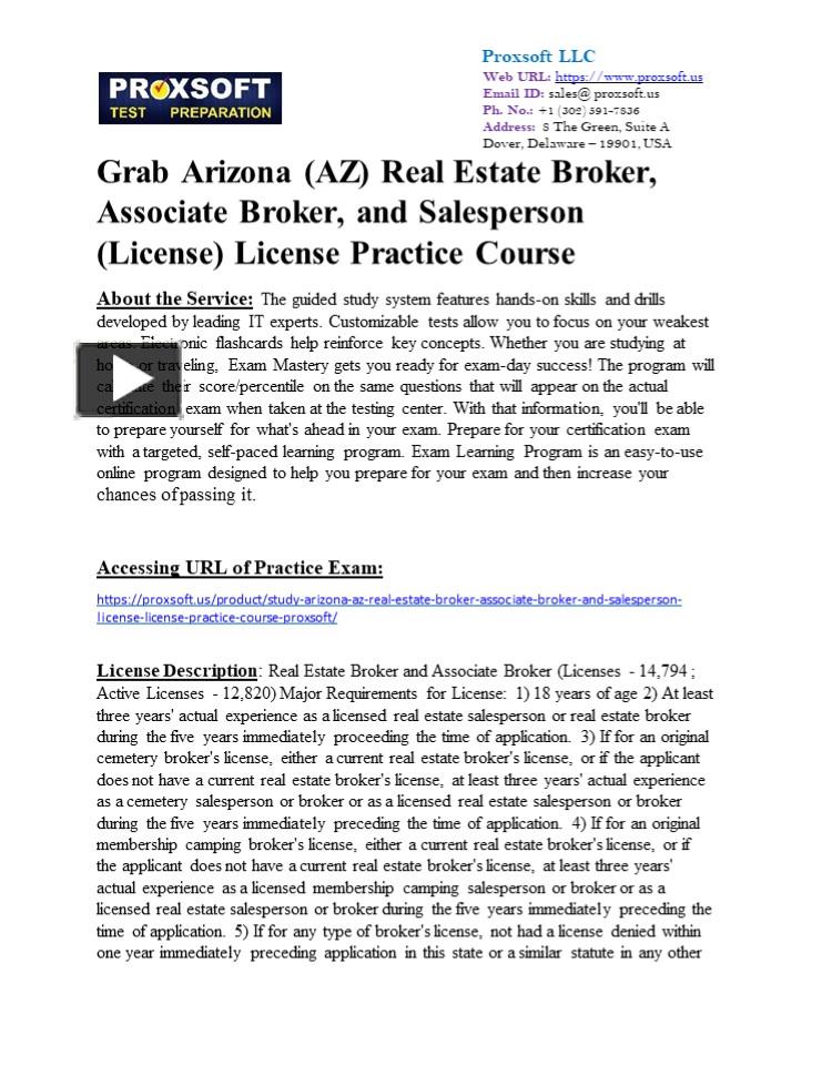 PPT Grab Arizona (AZ) Real Estate Broker, Associate Broker, and Salesperson (License) License