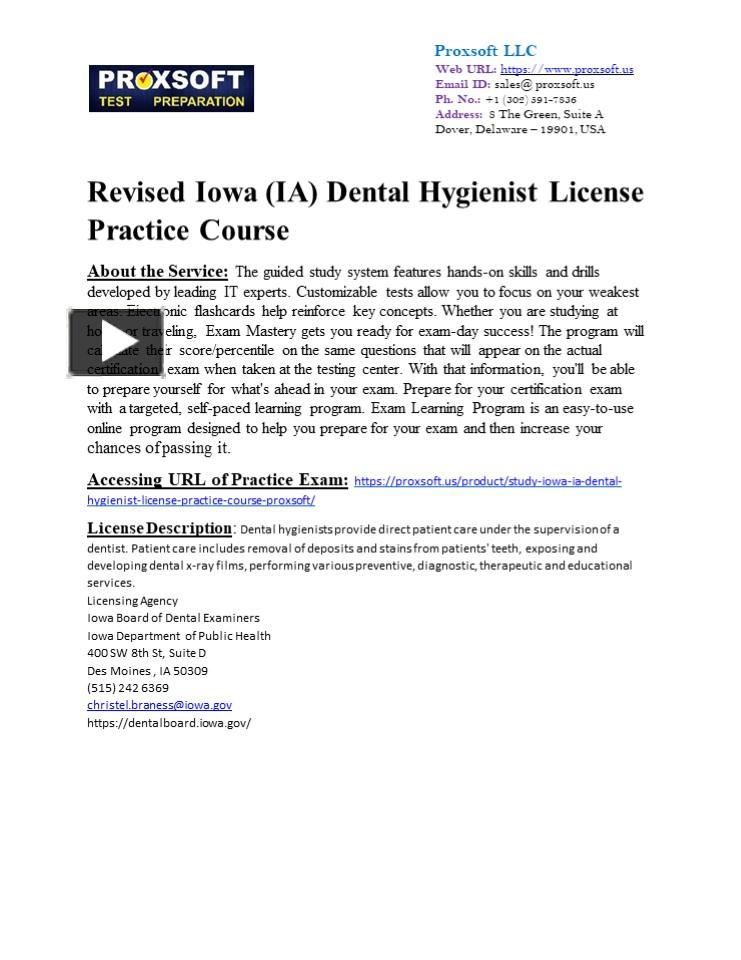 PPT Revised Iowa (IA) Dental Hygienist License Practice Course