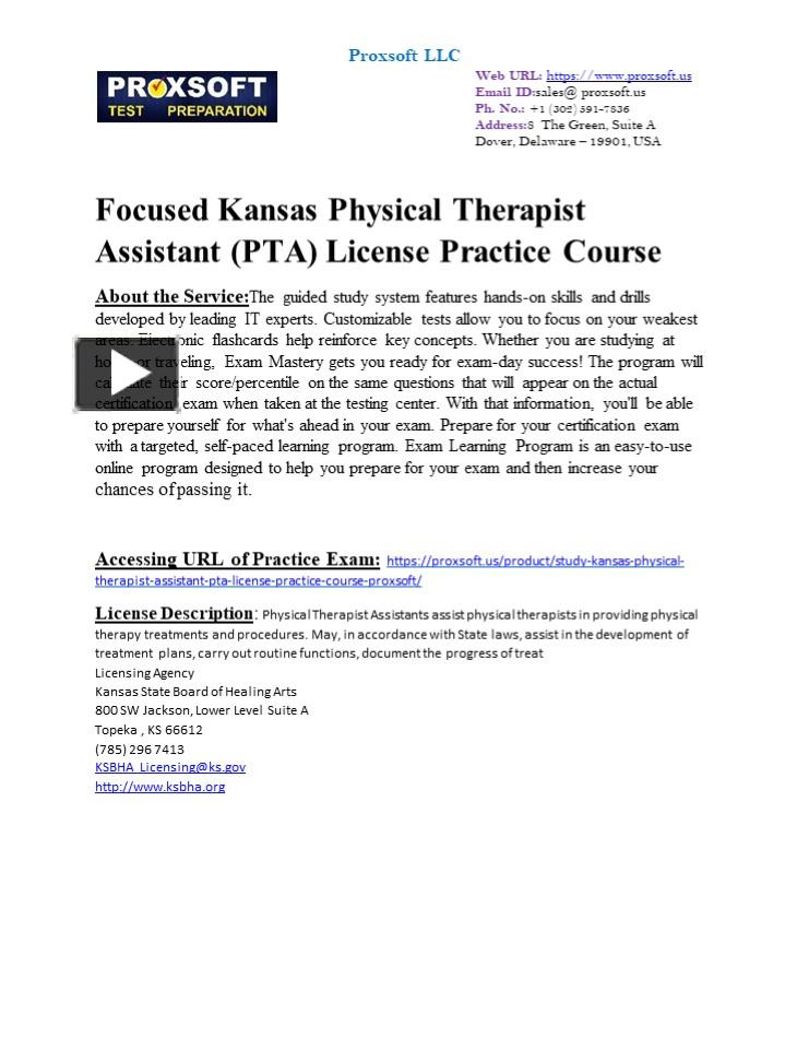 PPT Focused Kansas Physical Therapist Assistant (PTA) License