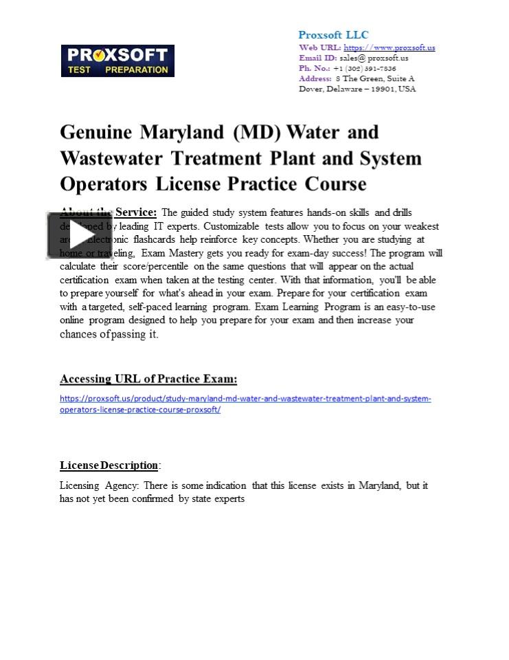 PPT Genuine Maryland (MD) Water and Wastewater Treatment Plant and