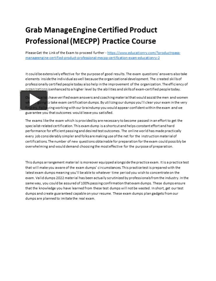 PPT Grab ManageEngine Certified Product Professional (MECPP) Practice