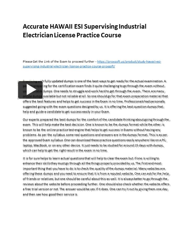 PPT Accurate HAWAII ESI Supervising Industrial Electrician License