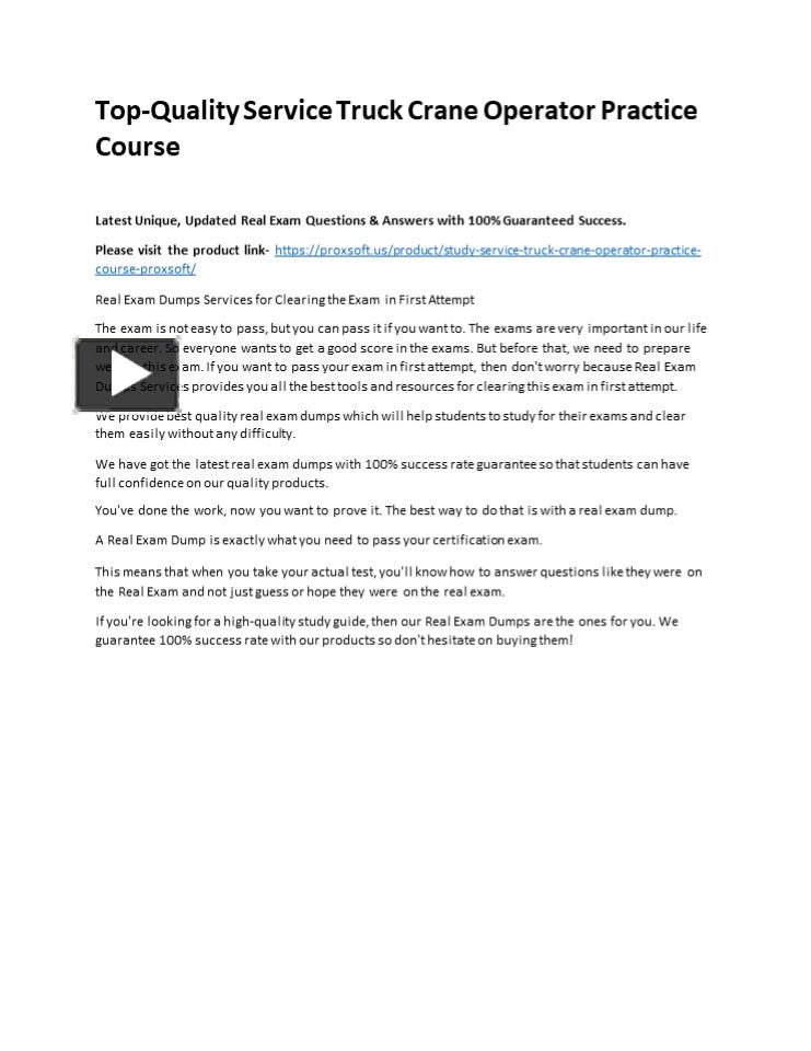 PPT TopQuality Service Truck Crane Operator Practice Course