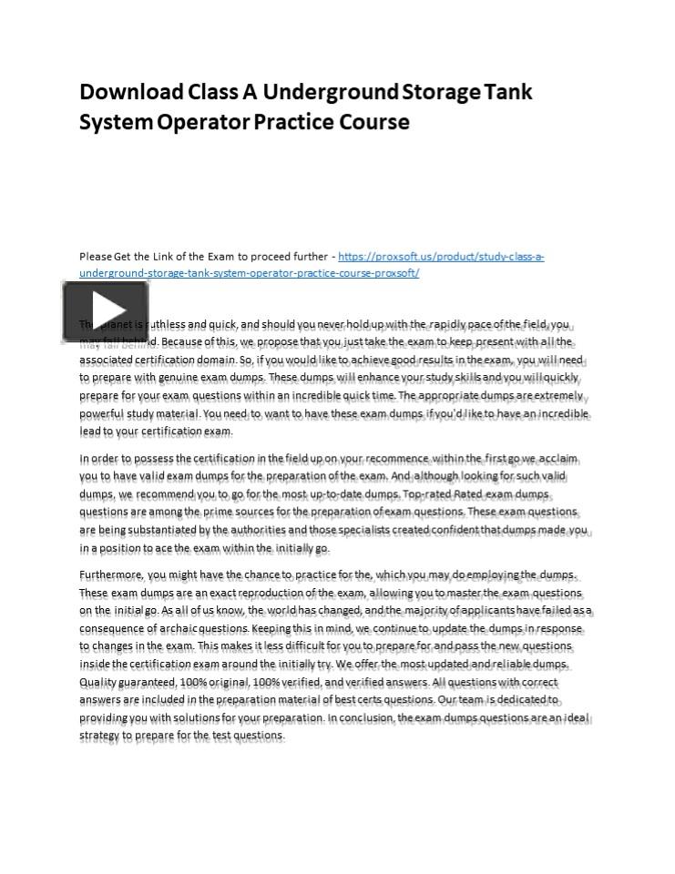 PPT Download Class A Underground Storage Tank System Operator