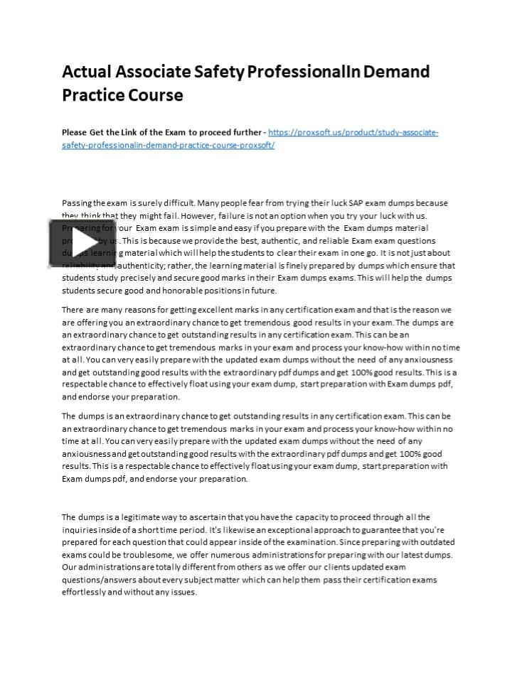 PPT Actual Associate Safety ProfessionalIn Demand Practice Course