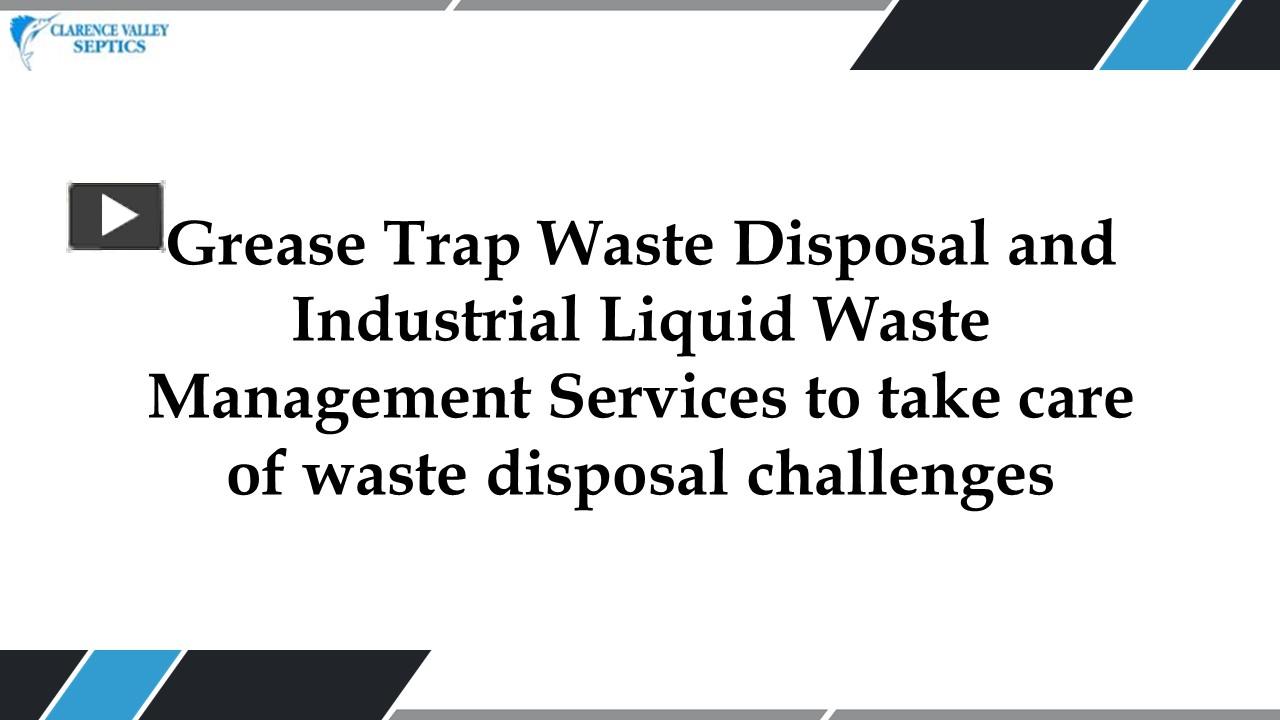 PPT Grease Trap Waste Disposal and Industrial Liquid Waste Management