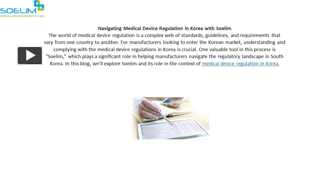 PPT Navigating Medical Device Regulation in Korea with Soelim