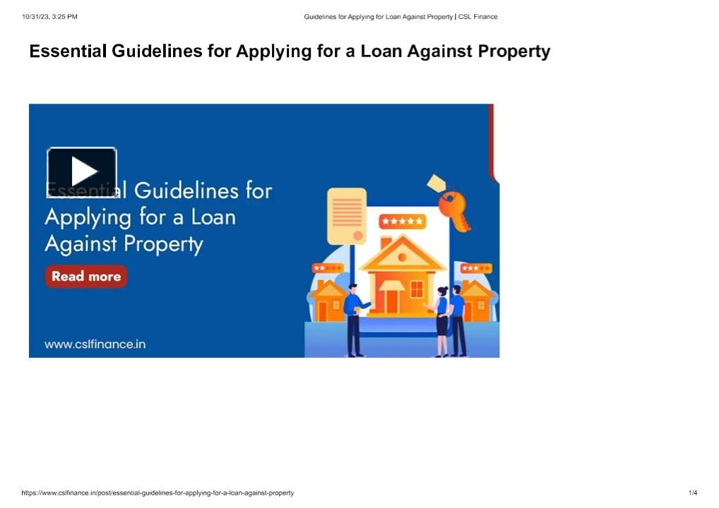 PPT Essential Guidelines for Applying for a Loan Against Property