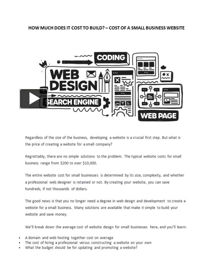 PPT COST OF A SMALL BUSINESS WEBSITE PowerPoint presentation free