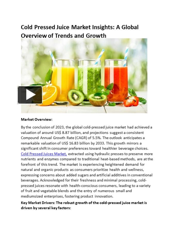 PPT Cold Pressed Juice Market Insights A Global Overview of Trends