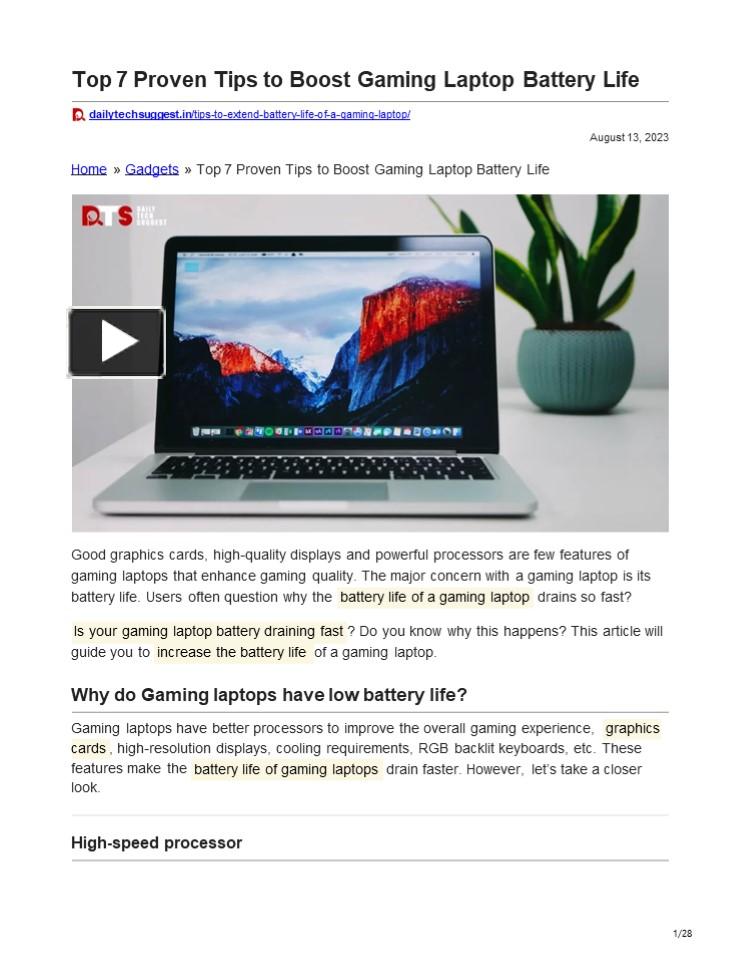 PPT Top 7 Proven Tips to Boost Gaming Laptop Battery Life PowerPoint