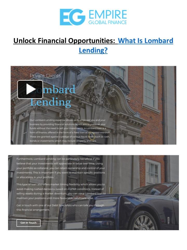 PPT Unlock Financial Opportunities What Is Lombard Lending