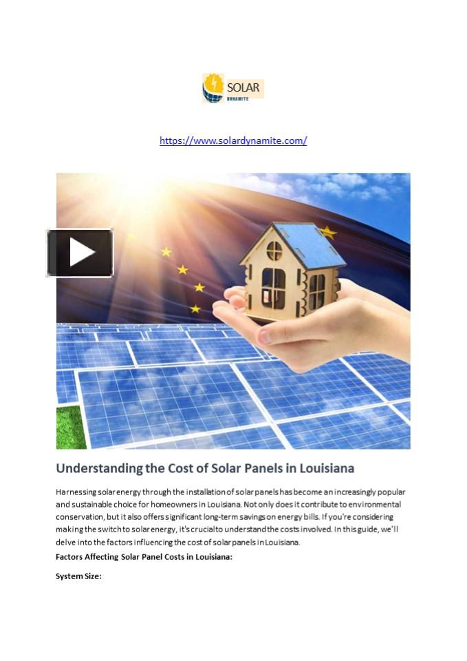 PPT Understanding the Cost of Solar Panels in Louisiana PowerPoint