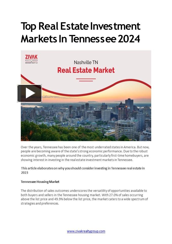 PPT Top Real Estate Investment Markets In Tennessee 2024 PowerPoint