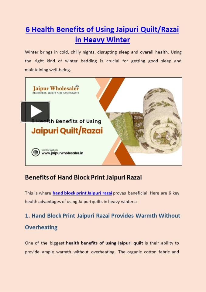 PPT 6 Health Benefits of Using Jaipuri Quilt/Razai in Heavy Winter