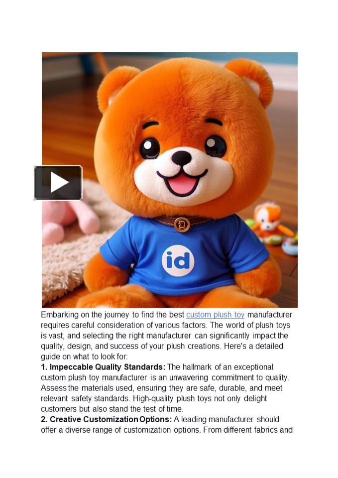 PPT 10 Things to Look for in the Best Custom Plush Toys Manufacturer PowerPoint presentation