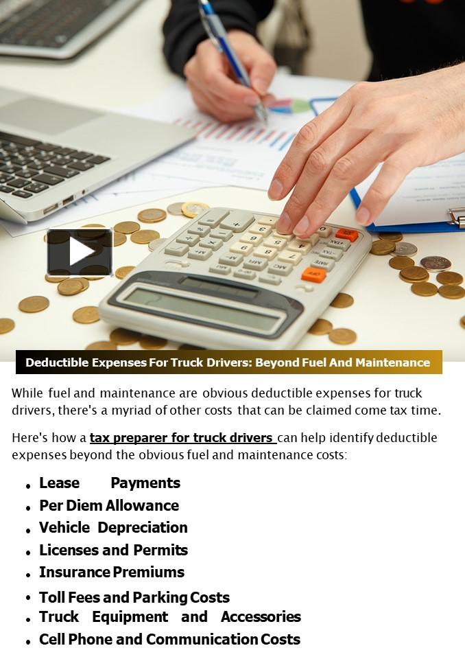PPT Deductible Expenses For Truck Drivers Beyond Fuel And Maintenance PowerPoint presentation