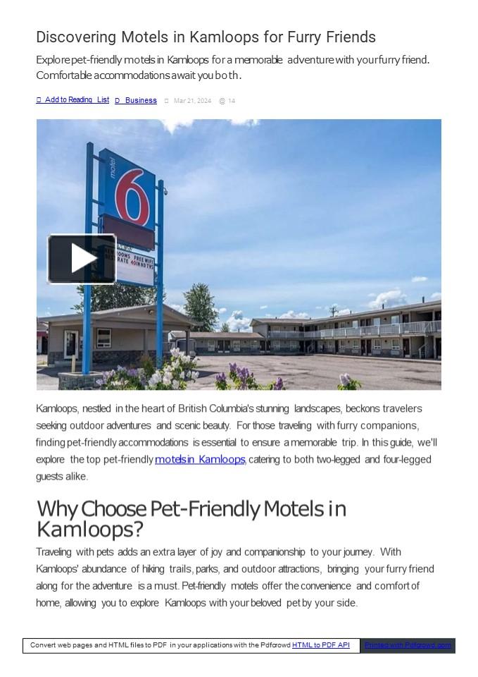 PPT Motels in Kamloops for Furry Friends PowerPoint presentation