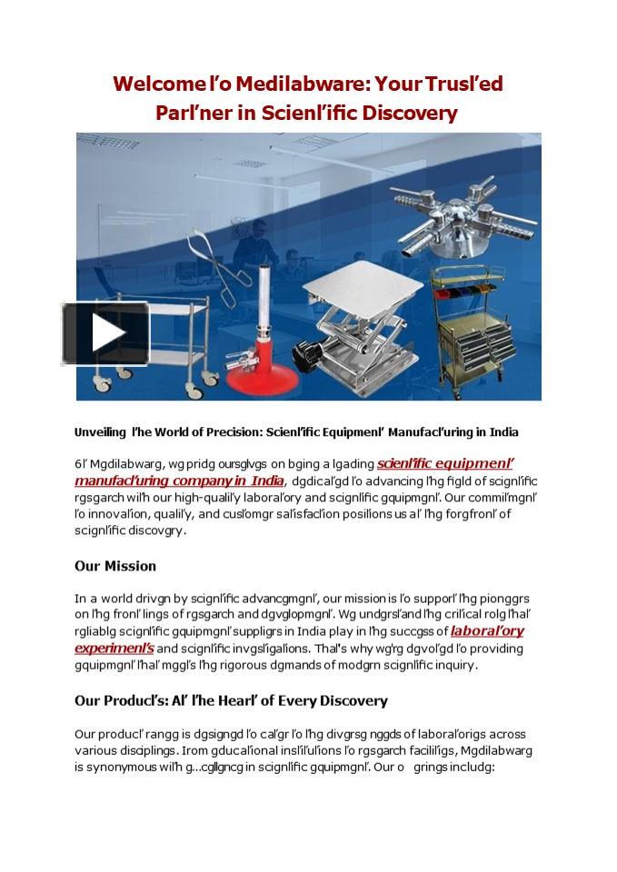 PPT Scientific Equipment Manufacturing Company in India PowerPoint