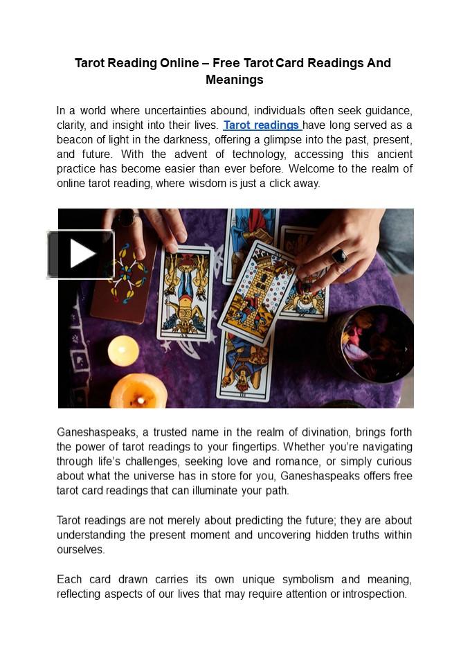 PPT tarot reading online free tarot card readings and meanings