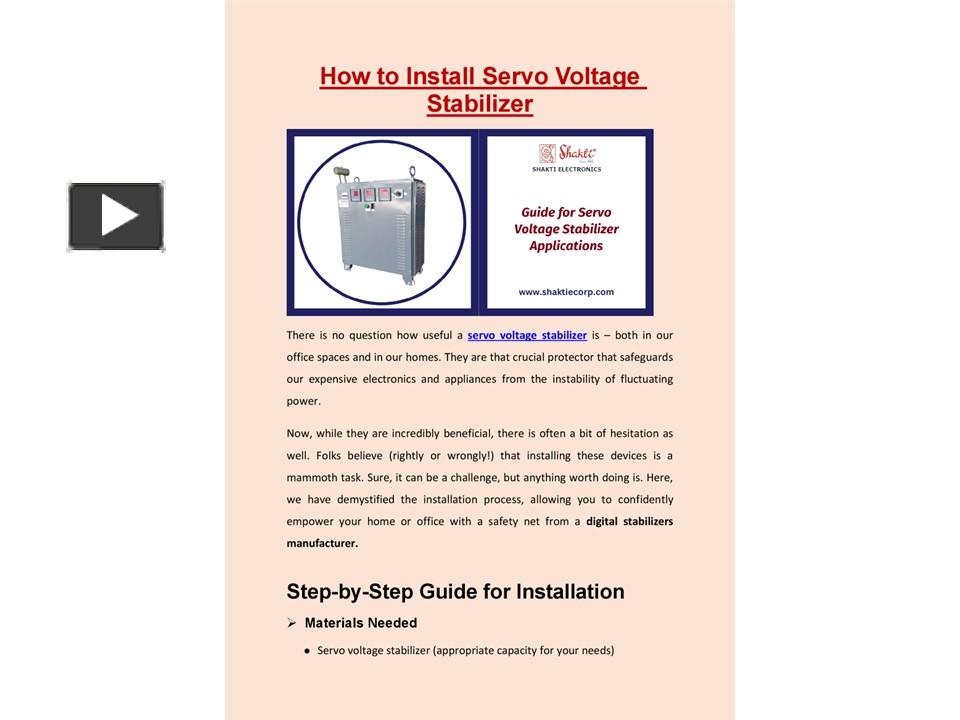 PPT How to Install Servo Voltage Stabilizer PowerPoint presentation
