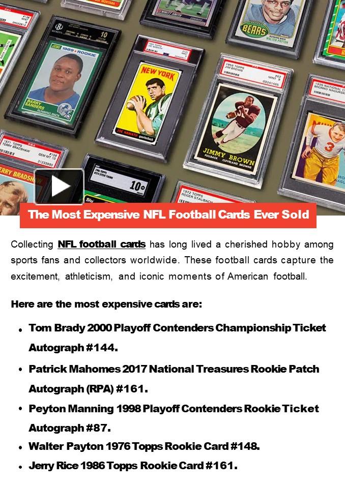 PPT The Most Expensive NFL Football Cards Ever Sold PowerPoint