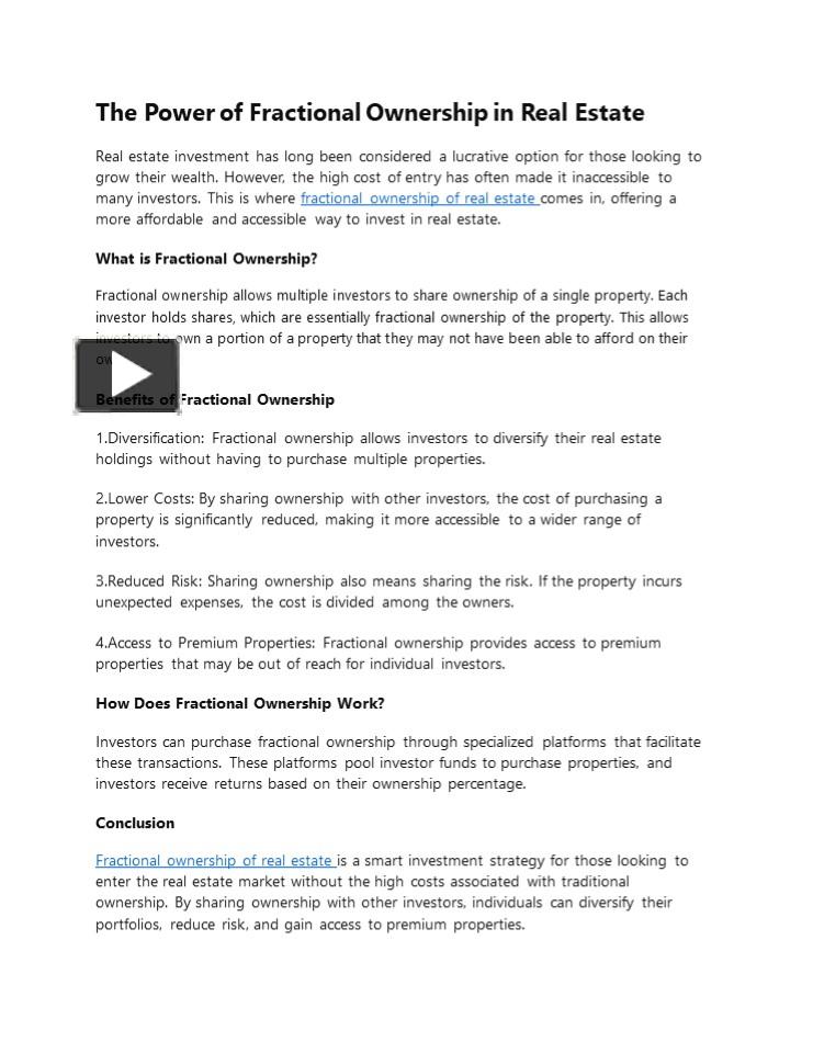 PPT The Power of Fractional Ownership in Real Estate PowerPoint