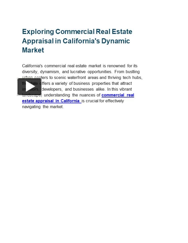 PPT Exploring Commercial Real Estate Appraisal in California's