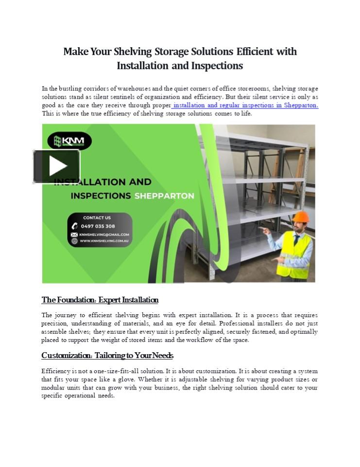 PPT Cool Room Shelving ,Installation and Inspections Shepparton