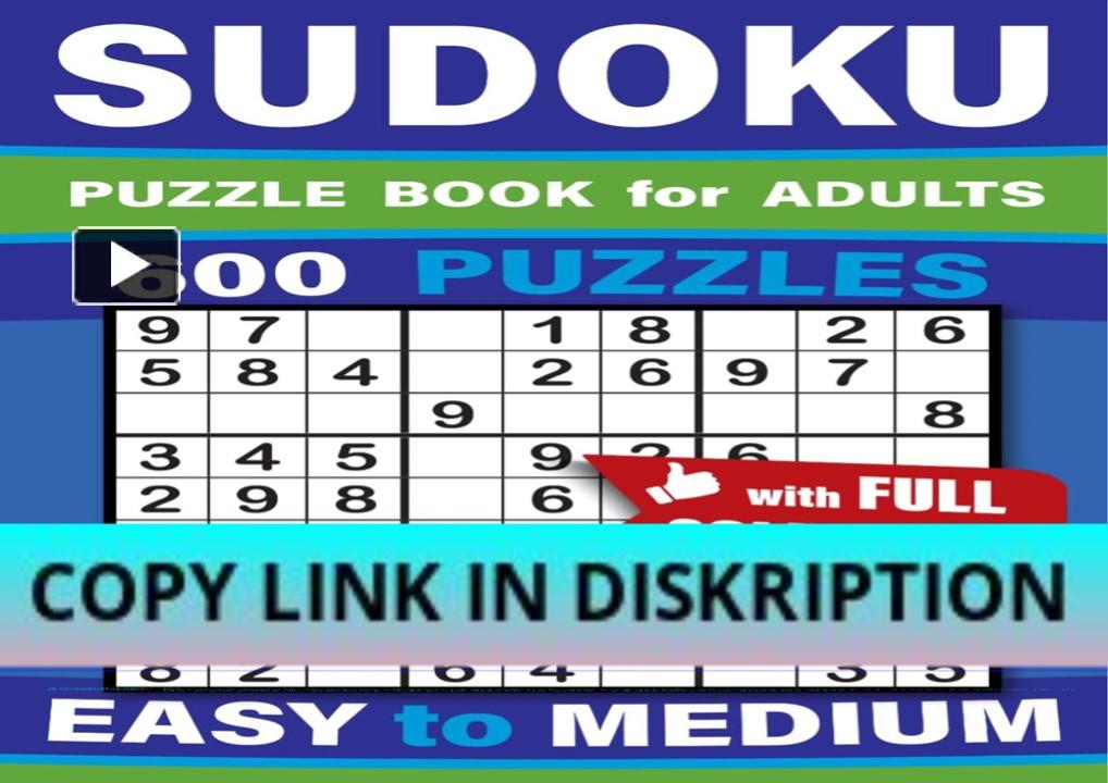 PPT PDF DOWNLOAD Sudoku Puzzle Book for Adults 600 Puzzles Easy