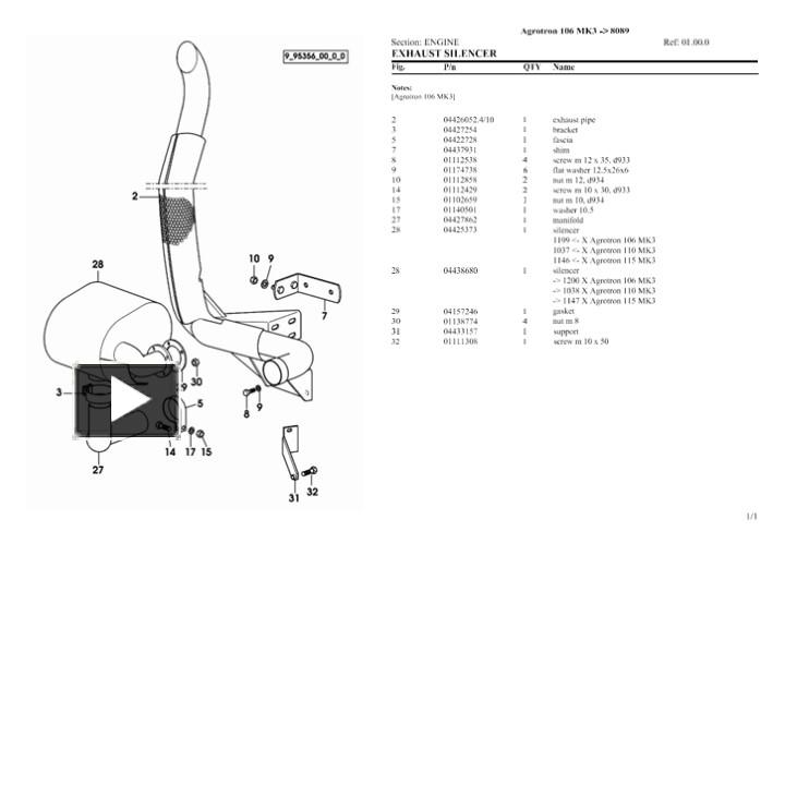 PPT Deutz Fahr agrotron 106 mk3 Tractor Parts Catalogue Manual