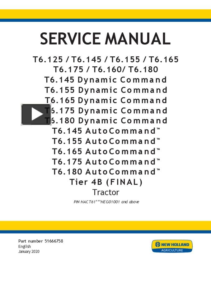PPT New Holland T6.155 Tier 4B (FINAL) Tractor Service