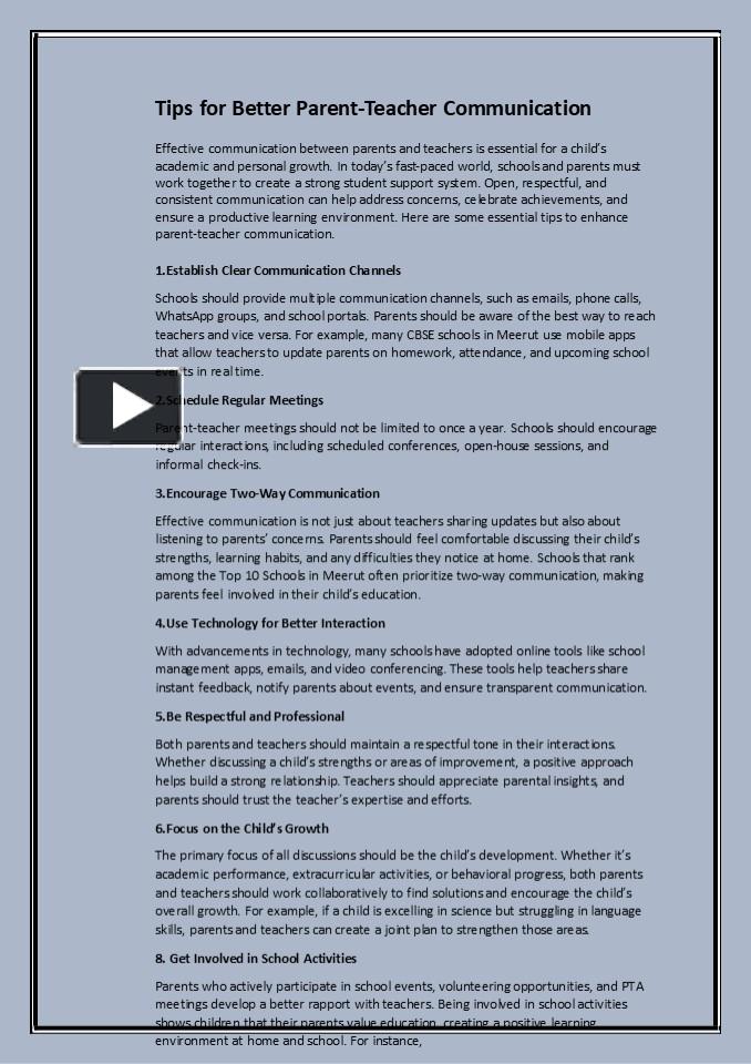 PPT Tips for Better ParentTeacher Communication PowerPoint