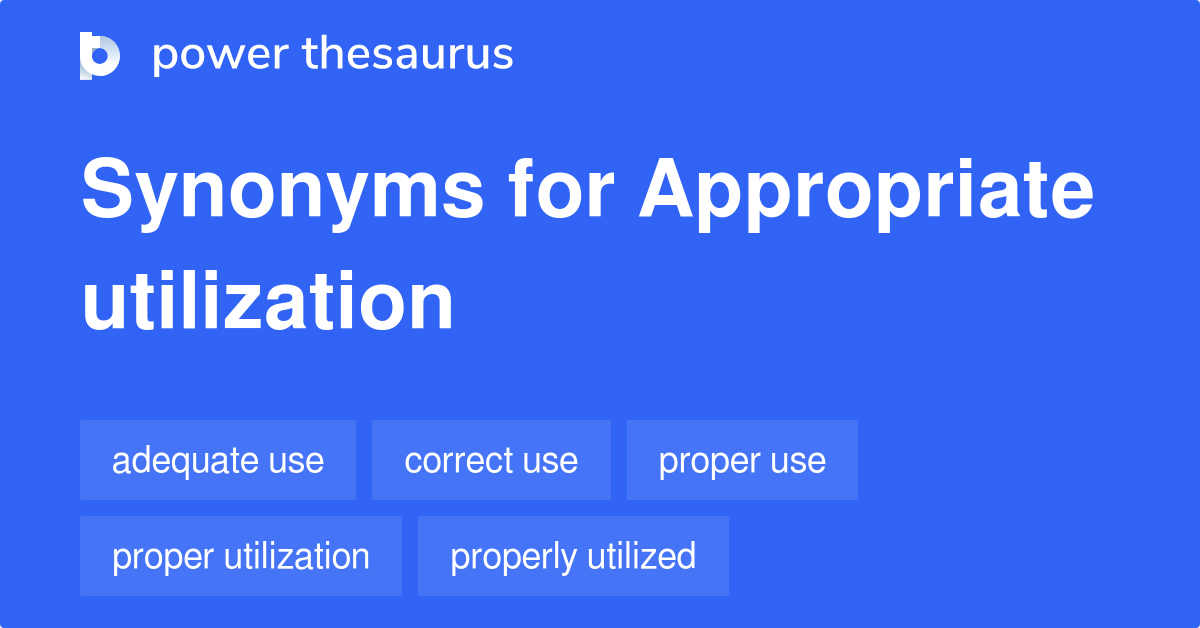 Appropriate Utilization synonyms 22 Words and Phrases for Appropriate