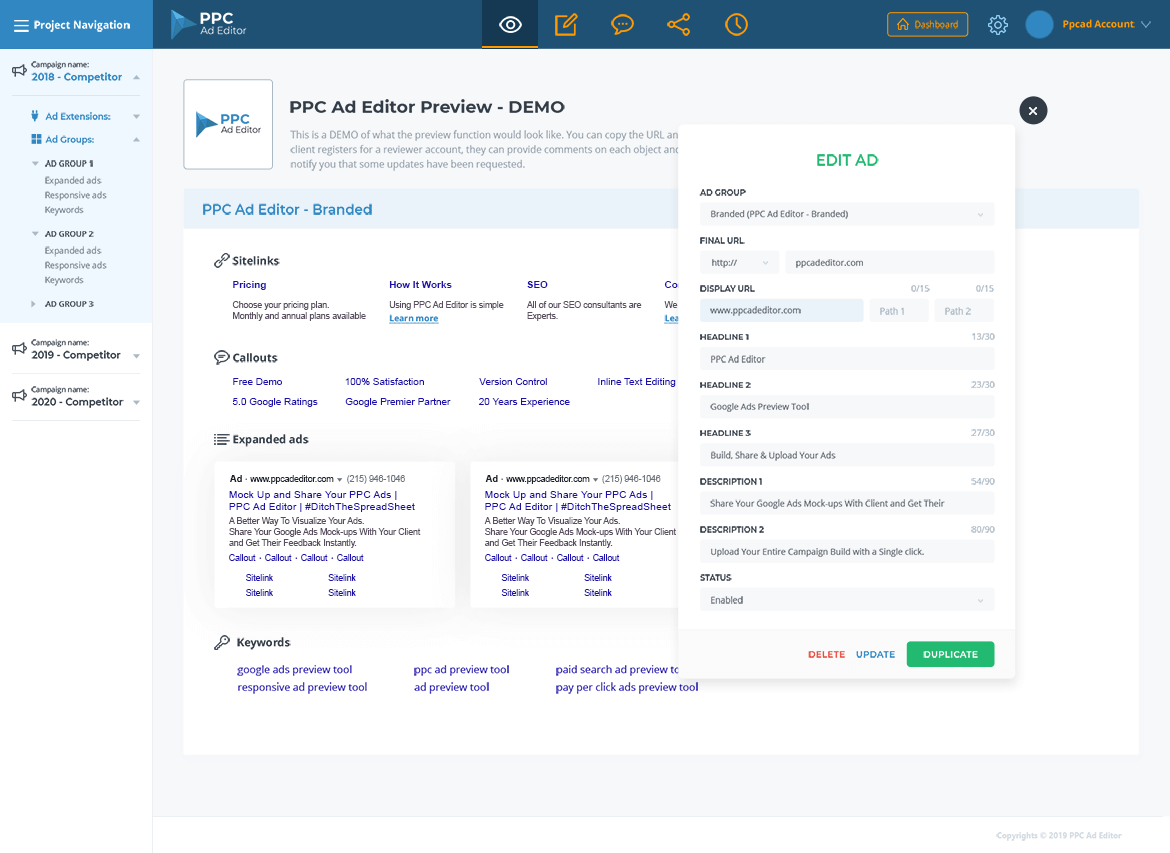 New Modes Google Ads Campaign Preview Tool PPC Ad Editor