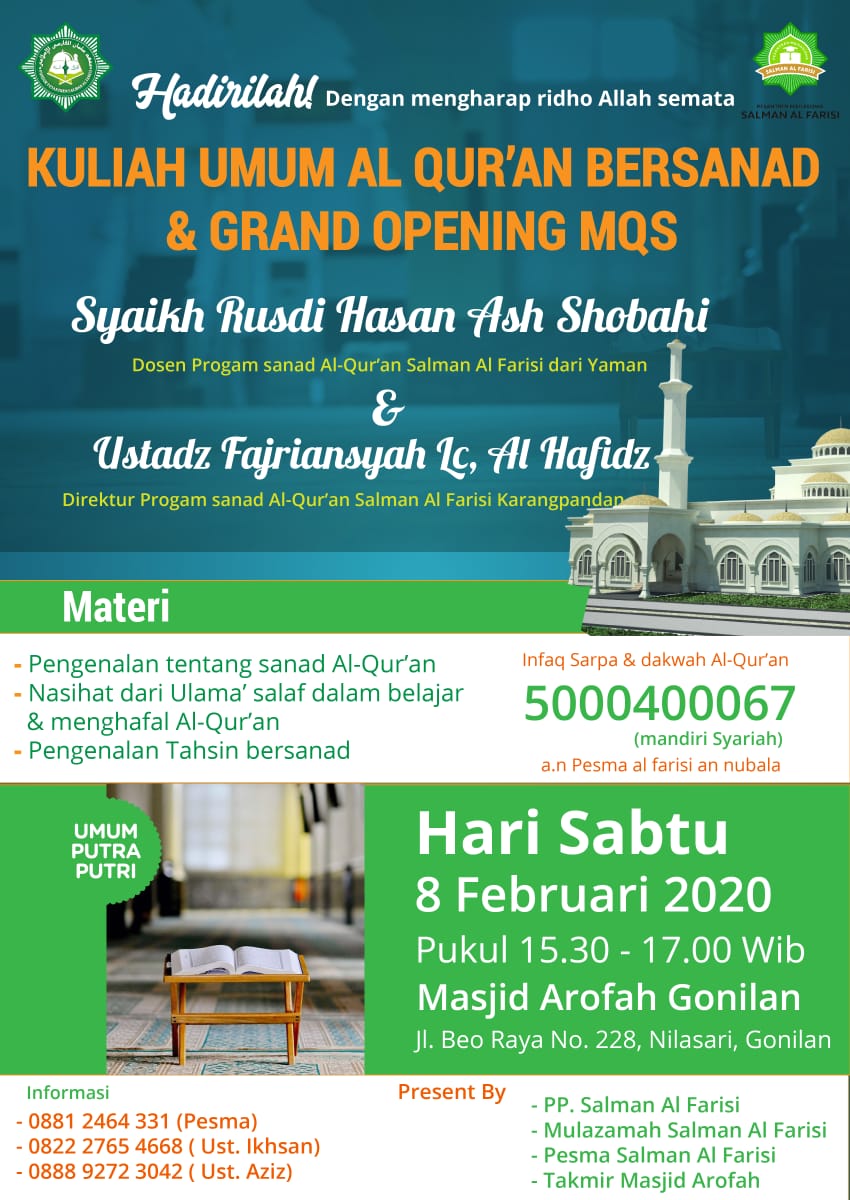 Kuliah Umum Al-Quran Bersanad dan Grand Opening MQS - Salman Al Farisi