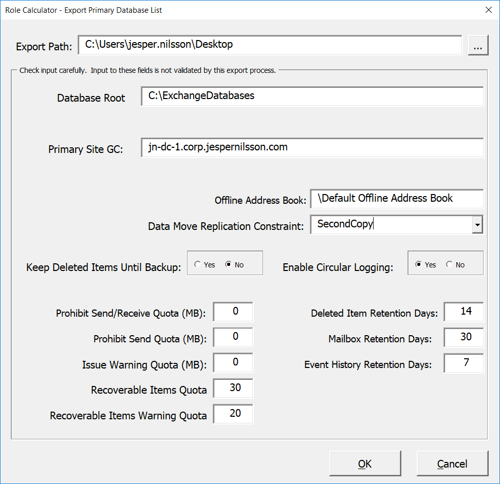Using the Exchange Server Role Requirements Calculator